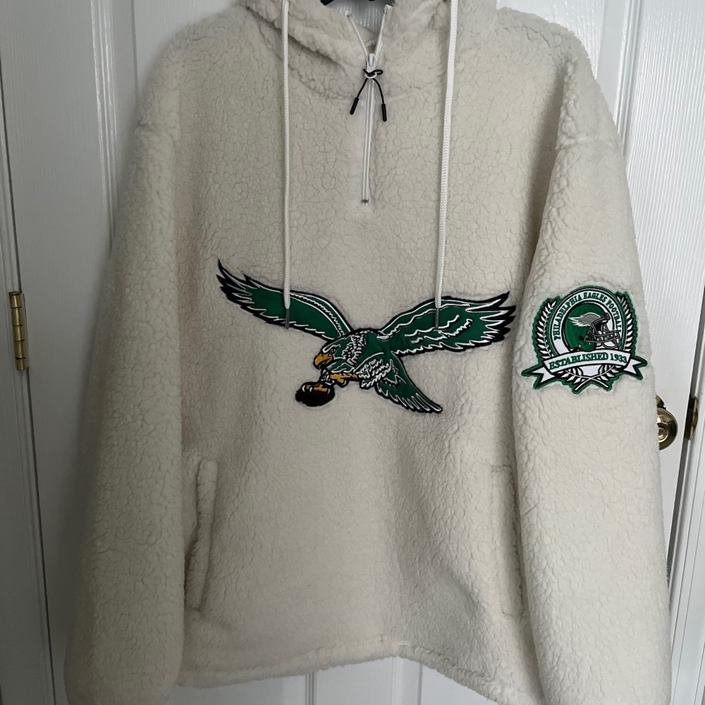 NFL Eagles Cream Sherpa Hoodie